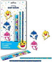 Pinkfong Schrijfset Baby Shark Junior Hout/rubber Blauw 6-delig