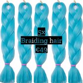 Braiding Hair Braids Hair vlechthaar vlechtharen 5 pakken Tangle Free Turquoise