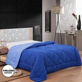 Tweekleurig microfiber dekbed 140x200 Blauw