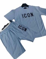 Sportkleding set heren  - ICON - trainingspak kort - zomerset blauw - maat L