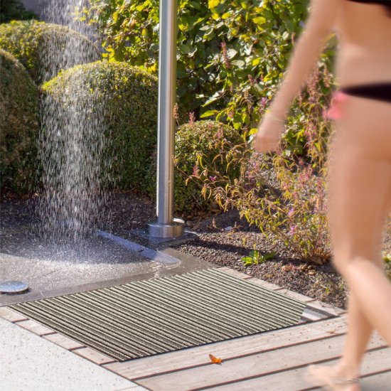 Antislip Deurmat Buiten Studio M - OUTDOOR - Buitenmat - 50x80cm - Zwart - Antraciet - All-Weather Deurmat - Droogloopmat Buiten - UV-/Chloor-/Zoutwaterbestendig - Geschikt voor aan Buitendeur, Zwembad, Sauna, Buitendouche, BBQ, Camping