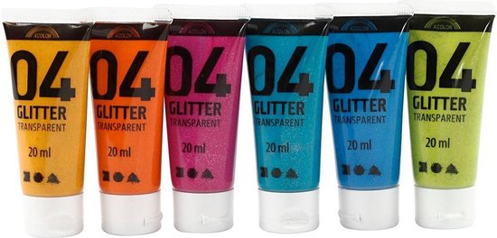 Acrylverf - Diverse Kleuren - Glitter - A-color - 6x20 ml