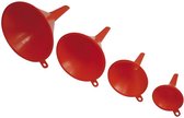 Toolland Set trechters, 4-delig, ideaal voor het bijvullen van vloeistoffen en droge ingrediënten, 45/65/90/110 mm, stapelbaar, kunststof, rood