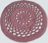 Rond Gehaakt Vloerkleed Dusty Pink (oudroze) - Katoen - 100 cm - Poefenzo