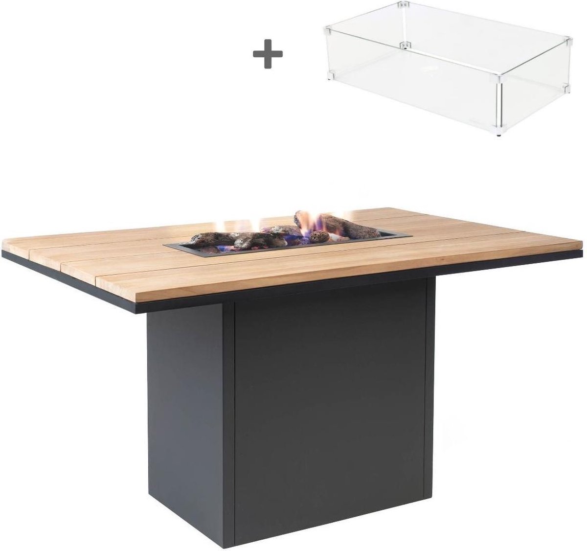 Cosi Cosiloft Relax - Table de feu à hauteur de table - Noir avec teck