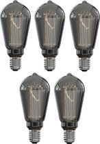 5 stuks Calex LED Glasfiber Rustiek ST64 E27 3.5W 2000K Titanium Dimbaar
