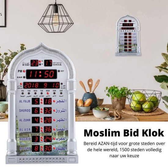 Muslim Qibla Uhr mit Azan Alarm für Alle Gebete Islamischen AL Harameen Fajr Zeit Handgelenk Uhr