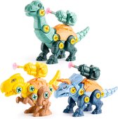 Dinosaurus Speelgoed figuren | 3 stuks Dino speelfiguren | 13x13cm | T-Rex - Triceratops - Bracchiosaurus | Spelend Leren