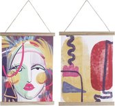 Schilderij DKD Home Decor Abstract Hout MDF (2 pcs) (38 x 1.5 x 51 cm)