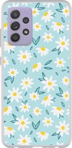 Samsung Galaxy A52 Hoesje Siliconen - Abstract floral blue Case/Cover TPU - Smartphonebooster.nl