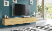 Pro-meubels - Hangend tv meubel - Tv kast - Tunis - Licht eiken - 200cm (2x100cm)