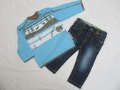 dirkje , jongens , kledingset , tshirt lange mouw , blauw + jeans , 74 -9 maand
