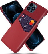 Doektextuur PC + PU-lederen achterkant Schokbestendig hoesje met kaartsleuf voor iPhone 13 Pro Max (rood)