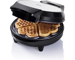 foto van Bestron Wafelijzer voor klassieke hartwafels, Wafelmaker met indicatielampje & antiaanbaklaag, 700 Watt, kleur: silver