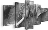 Artaza Canvas Schilderij Vijfluik Olifant - Abstract - Zwart Wit - 100x50 - Foto Op Canvas - Canvas Print