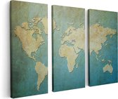 Artaza - Triptyque de peinture sur toile - Wereldkaart du vieux monde - 120 x 80 - Photo sur toile - Impression sur toile