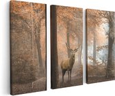 Artaza - Triptyque de peinture sur toile - Cerf dans la forêt - Automne - 120x80 - Photo sur toile - Impression sur toile