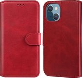 Klassieke kalfstextuur PU + TPU horizontale flip lederen hoes met houder & kaartsleuven & portemonnee voor iPhone 13 mini (rood)