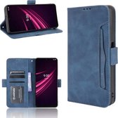 Voor T-Mobile REVVL V + 5G Huid Voelen Kalf Patroon Horizontale Flip Lederen Case met Houder & Kaartsleuven & Fotolijst (Blauw)