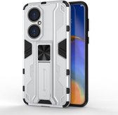 Voor Huawei P50 Supersonic PC + TPU Schokbestendige beschermhoes met houder (zilver)