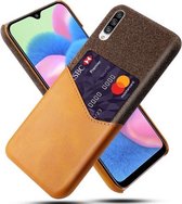 Voor Samsung Galaxy A30s Doek Textuur PC + PU lederen achterkant Schokbestendig hoesje met kaartsleuf (oranje)