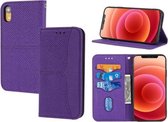 Geweven Textuur Stiksels Magnetische Horizontale Flip PU Lederen Case met Houder & Kaartsleuven & Portemonnee & Lanyard Voor iPhone XR (Paars)