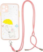 Gekleurde Tekening Sterrenhemel Epoxy TPU Schokbestendig Hoesje met Nekkoord voor iPhone 11 (Olifant)