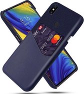 Voor Xiaomi Mi Mix 3 Doek Textuur PC + PU lederen achterkant Schokbestendig hoesje met kaartsleuf (blauw)