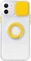 Sliding Camera Cover Design TPU-beschermhoes met ringhouder voor iPhone 13 Pro (geel)