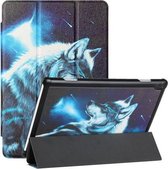 Voor Lenovo Tab M10 Zijde Textuur Gekleurd Tekenpatroon Horizontale Flip Magnetische PU Lederen Case met Drie-opvouwbare Houder (Star Wolf)