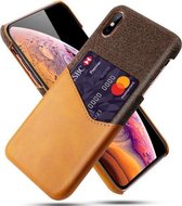 Doektextuur PC + PU-lederen achterkant Schokbestendig hoesje met kaartsleuf voor iPhone XS Max (oranje)