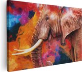 Artaza Canvas Schilderij Kleurrijke Olifant - Abstract - 120x80 - Groot - Foto Op Canvas - Wanddecoratie Woonkamer