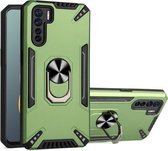 Voor OPPO A91 / Reno3 pc + TPU-beschermhoes met 360 graden draaibare ringhouder (donkergroen)