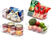 Waal Opbergbakken keuken Transparant - Set van 4 containers (2 grote en 2 kleine opbergbakken) - Koelkast organizer - opbergbakjes - lade verdeler - lader organizer - bijkeuken - b