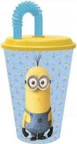 Minions Drinkbeker met Rietje - Blauw / Geel - Kunststof - 430 ml