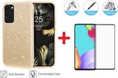 2-In-1 Screenprotector Glitter Hoesje Bescherming Set Geschikt Voor Samsung Galaxy A52 4G / 5G - Full Cover 3D Edge Tempered Glass Screen Protector Met Siliconen Back Bumper Besche