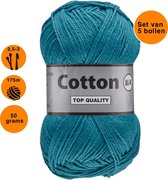 Lammy yarns Cotton eight 8/4 dun katoen garen - petrol blauw (457) - pendikte 2,5 a 3mm - 5 bollen van 50 gram