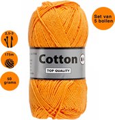 Lammy yarns Cotton eight 8/4 dun katoen garen - oranje (041) - pendikte 2,5 a 3mm - 5 bollen van 50 gram