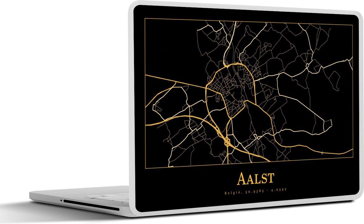 Afbeelding van product SleevesAndCases  Laptop sticker - 10.1 inch - Kaart - Aalst - Zwart - Goud