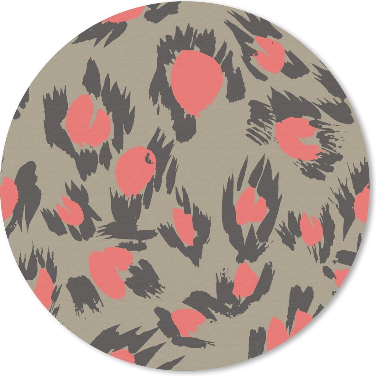 Muismat rond 30x30 cm - Mousepad Patronen - Panterprint - Roze - Taupe - Ronde muismatten