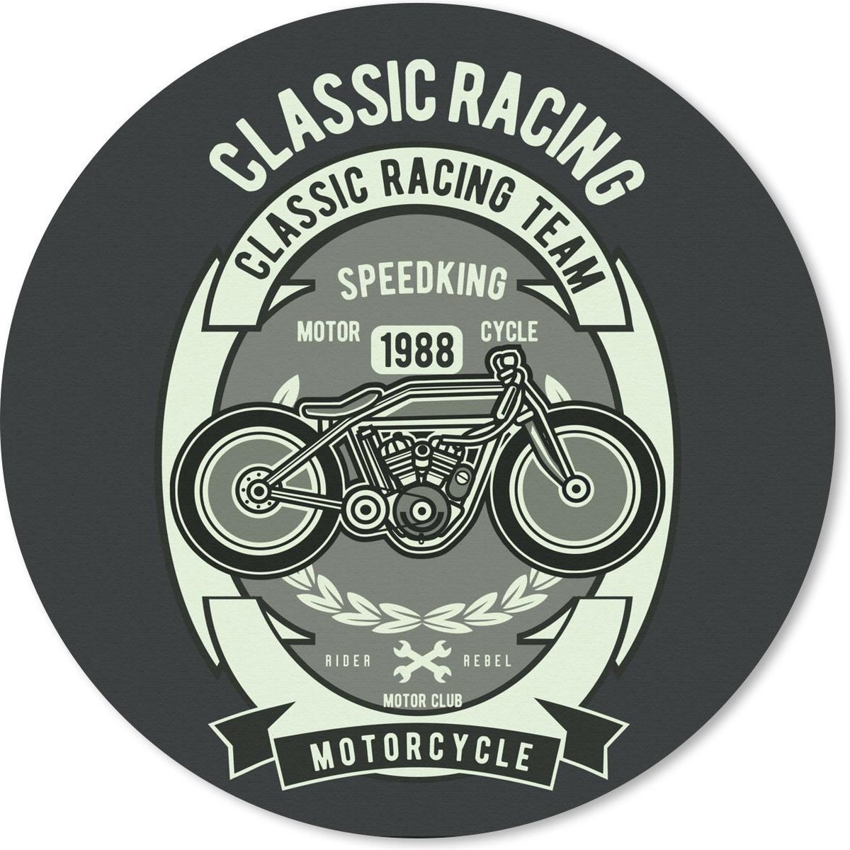 Muismat rond 20x20 cm - Mousepad Motor - Letters - Vintage - Quote - Ronde muismatten