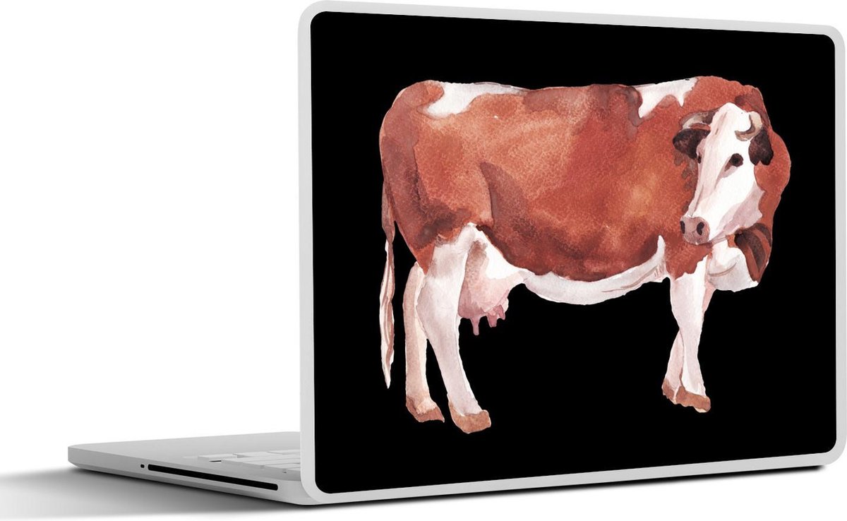 Laptop sticker - 17.3 inch - Koe - Tekening - Zwart - 40x30cm - Laptopstickers - Laptop skin - Cover