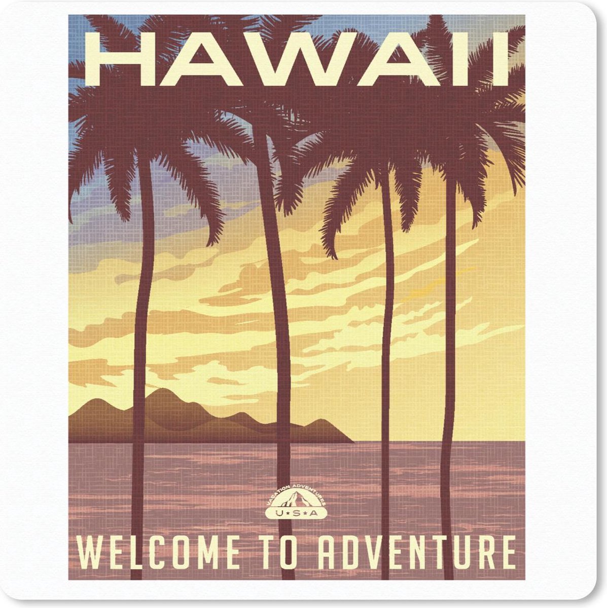 Muismat 30x30 cm - Mousepad Hawaii - Vintage - Palmboom - Muismatten
