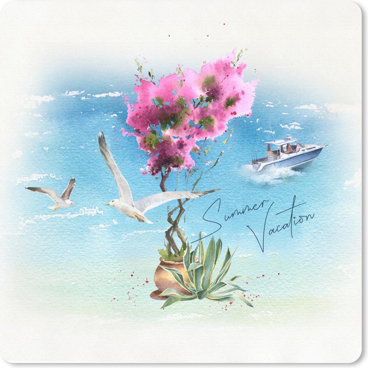 Muismat 30x30 cm - Mousepad Bloem - Boot - Vogel - Muismatten