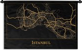 Wandkleed - Wanddoek - Kaart - Istanbul - Goud - Zwart - 90x60 cm - Wandtapijt