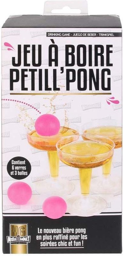 Thumbnail van een extra afbeelding van het spel Mister Gadget Prosecco Pong - Actiespel - Drankspel - 12 glazen - 6 pongballen