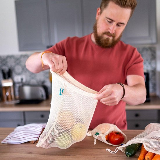 Chinchilla Zero Waste - Sacs Légumes, Fruits et Pain - Katoen - Bio - 4 pièces