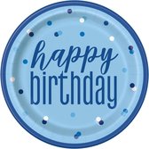 Verjaardag Borden Happy Birthday Blauw 23cm 8st
