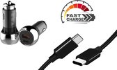 Autolader USB-A & USB-C met USB-C Oplaadkabel - Snellader - Auto Lader - Sigarettenaansteker Oplader - Geschikt voor HTC Desire / Evo / One / HD / Nexus / Smart / Sensation