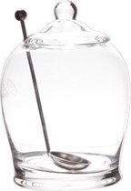 Veluw Glazen Olijfpot met RVS Lepel - Ø7 x (H)14cm